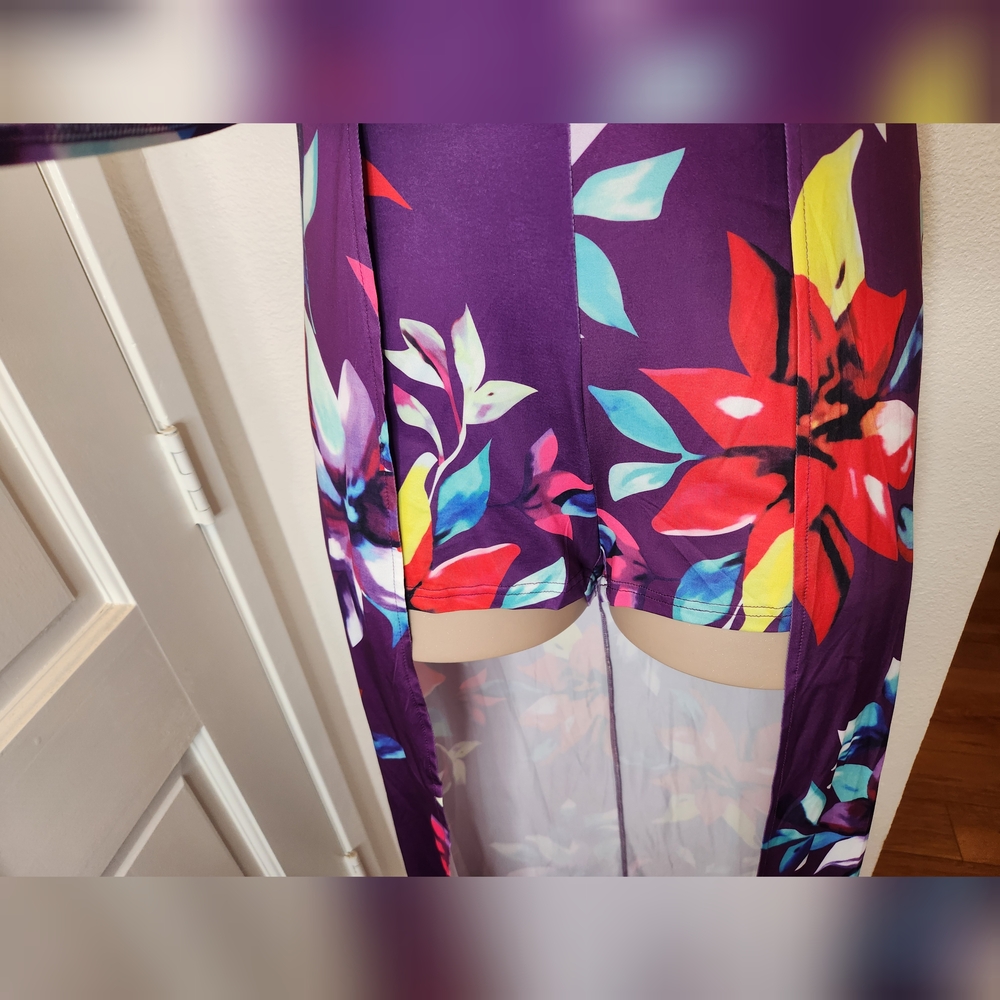 Summer Wedding Guest Short Sleeve Plus Size Floral Maxi Dress Built In Shorts - Picture 7 of 9